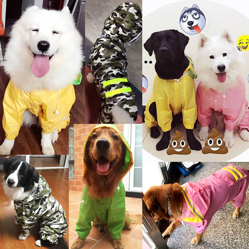 HOOPET Raincoat Jumpsuit for Big Dogs