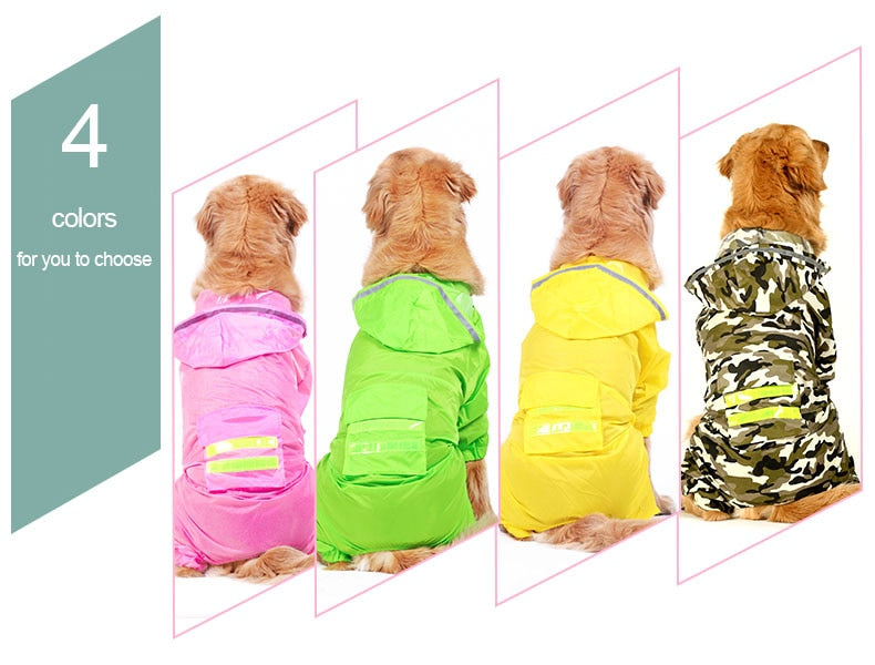 HOOPET Raincoat Jumpsuit for Big Dogs