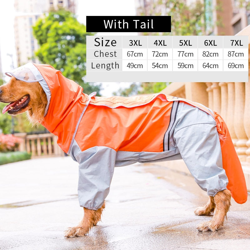 HOOPET Raincoat Jumpsuit for Big Dogs