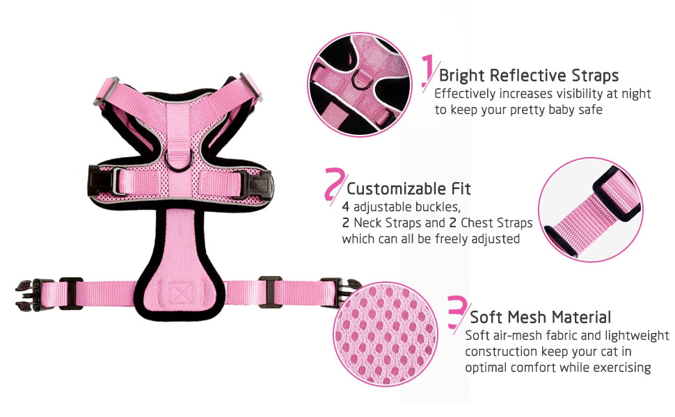 Escape proof Adjustable Soft Mesh Small Pet Harness and Leash Set