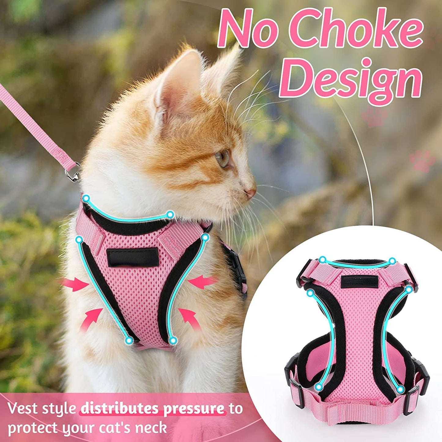 Escape proof Adjustable Soft Mesh Small Pet Harness and Leash Set