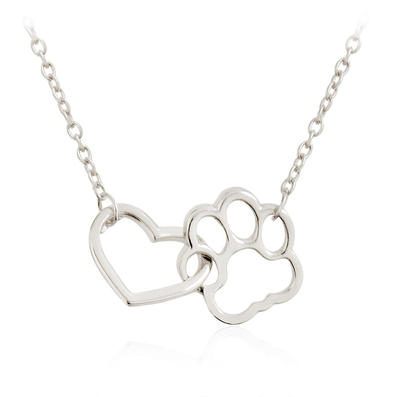 Best Gift Heart & Dog Paw Charm Necklace