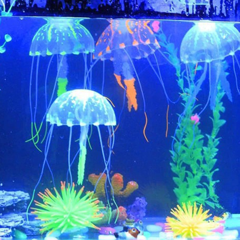 Colorful Artificial Glowing Effect Jellyfish Aquarium Decor Mini Submarine Ornament Decoration Aquatic Pet Supplies