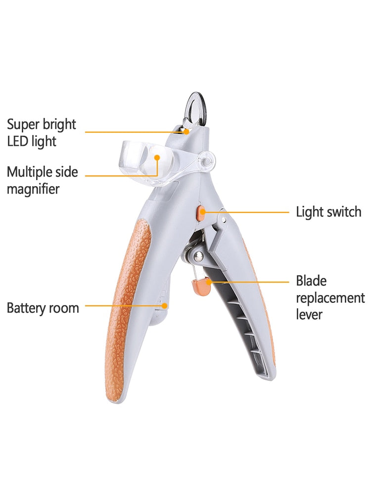 Professional Pet Nail Clipper with LED Light & Amp 5x Magnifier