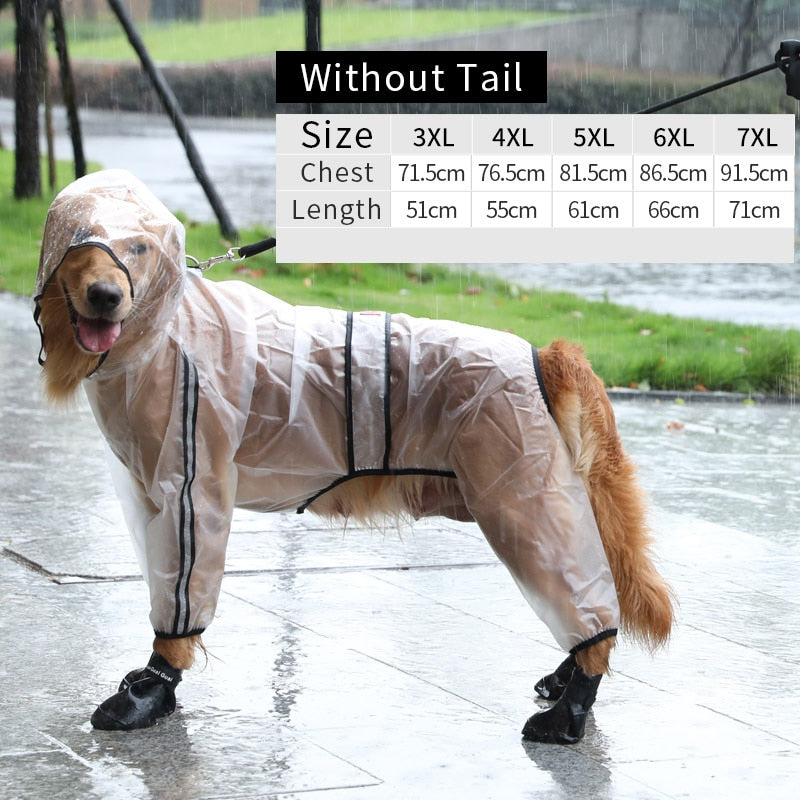 HOOPET  Raincoat Jumpsuit for Big Dogs