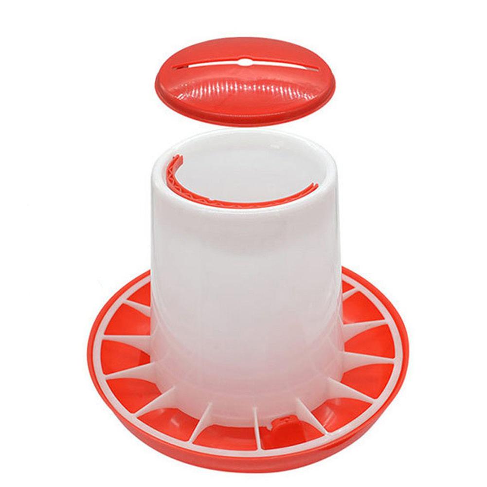 Chicken Duck Feeder Bucket Tool 1.5kg Plastic Food Feeder Chicken Chick Hen Poultry Lid Handle Feeding Watering Supplies