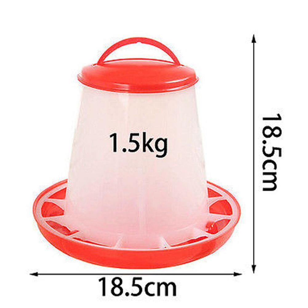 Chicken Duck Feeder Bucket Tool 1.5kg Plastic Food Feeder Chicken Chick Hen Poultry Lid Handle Feeding Watering Supplies