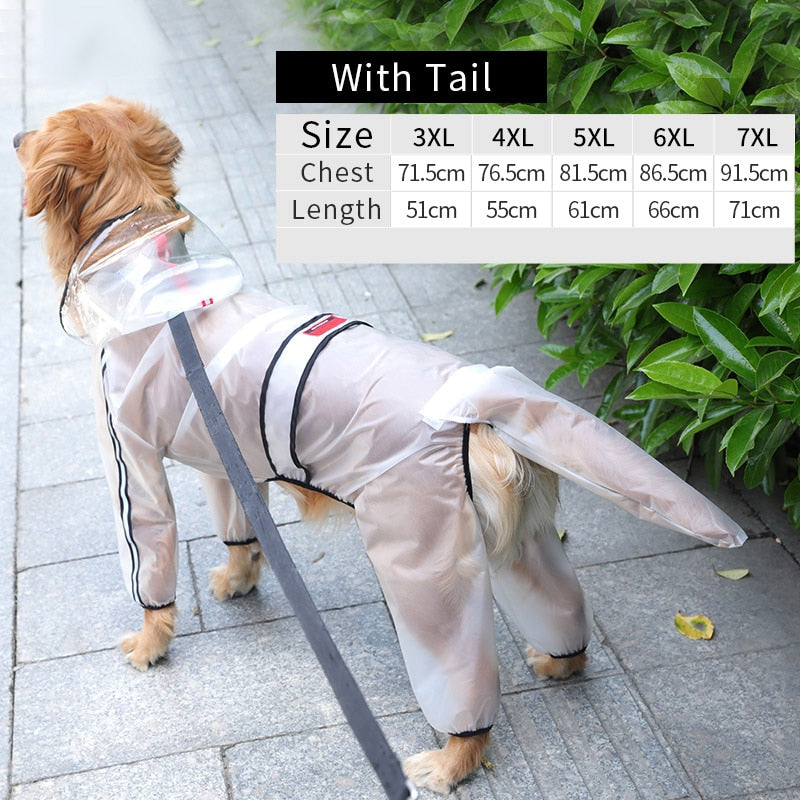 HOOPET  Raincoat Jumpsuit for Big Dogs