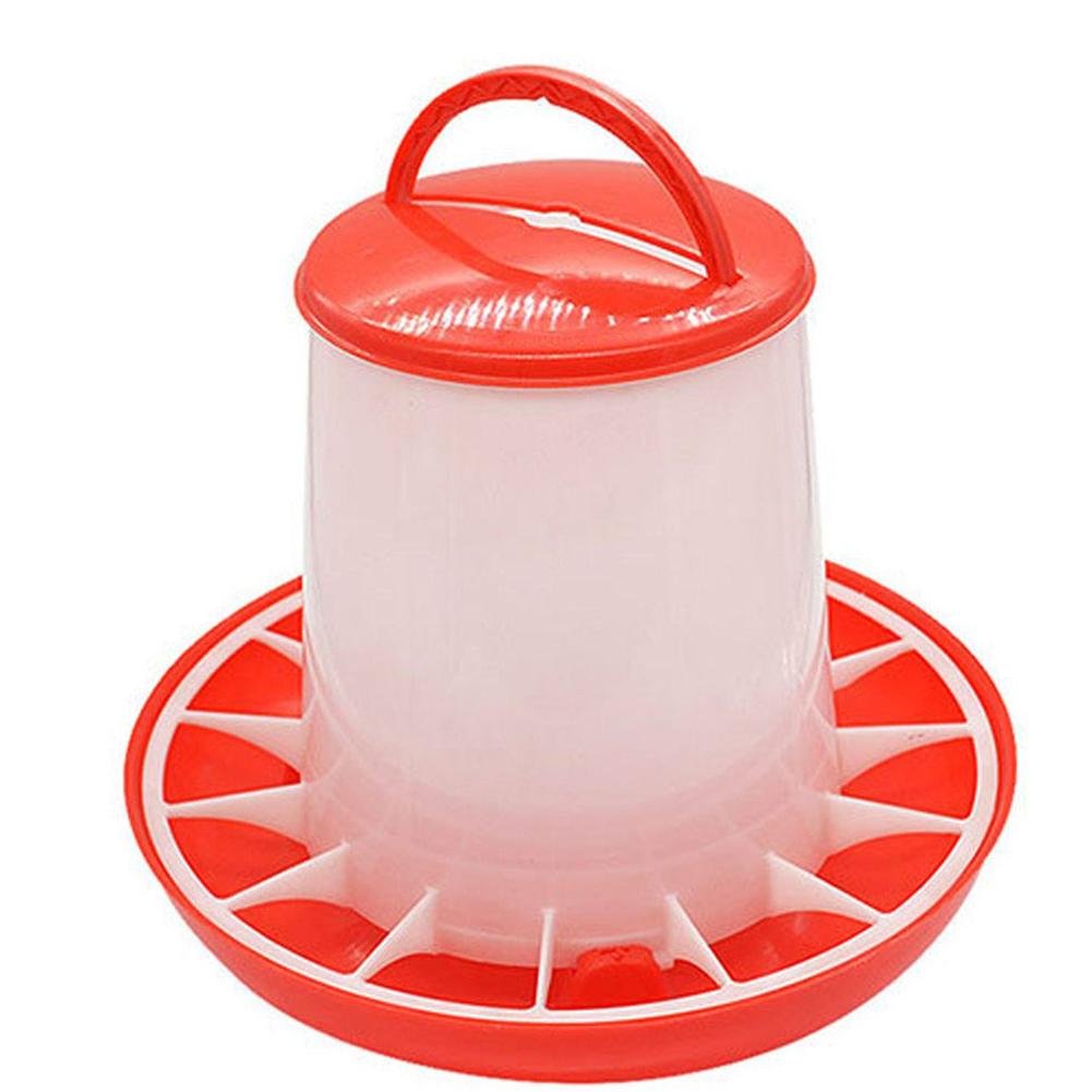 Chicken Duck Feeder Bucket Tool 1.5kg Plastic Food Feeder Chicken Chick Hen Poultry Lid Handle Feeding Watering Supplies