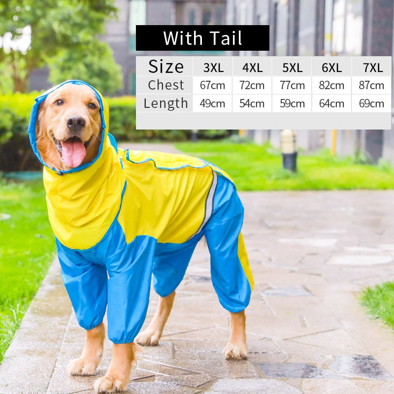 HOOPET  Raincoat Jumpsuit for Big Dogs