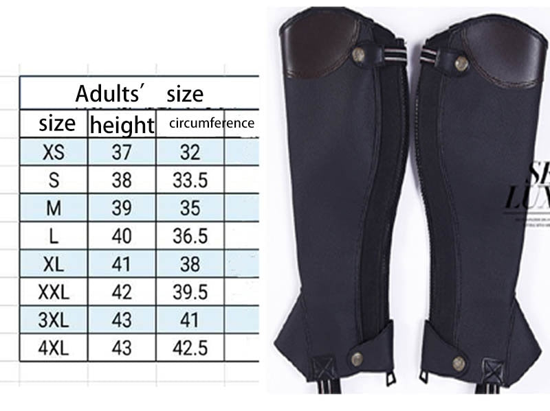 Durable Microfiber Equestrian Leg Guard Gaiter Half Chaps Riding Boots Cover Adults/Children