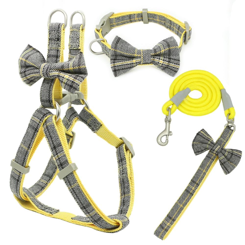 Adjustale Soft Pet Harness and Leash Collar Set