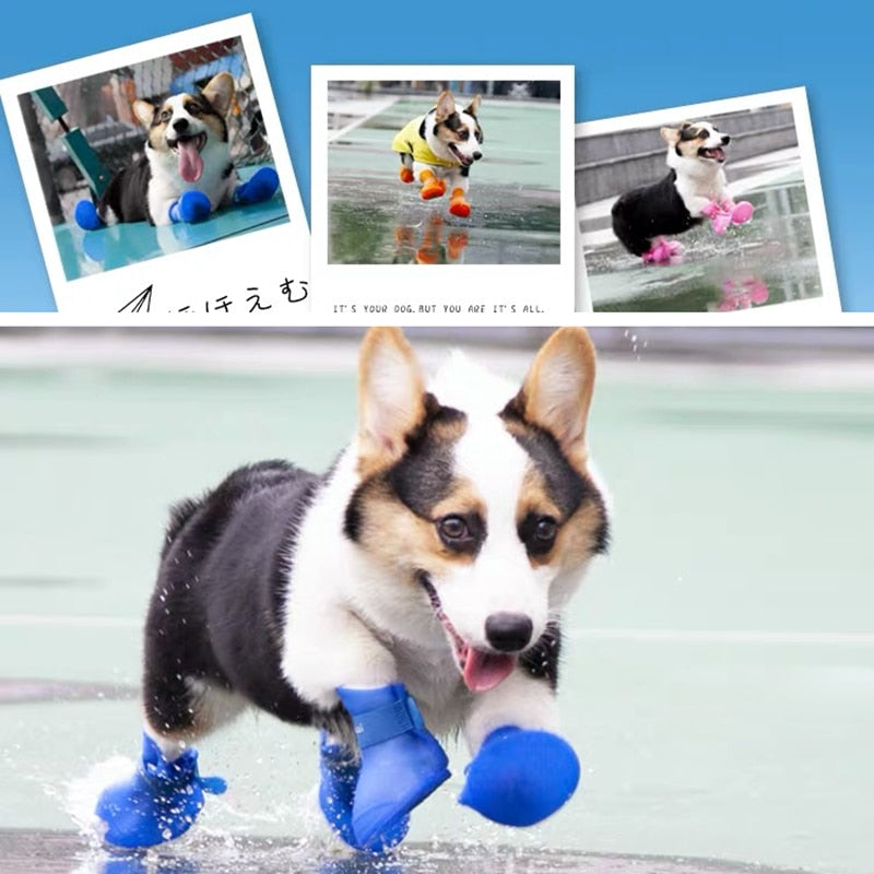 Silicone Dog Rainshoes Waterproof Silicone Anti-skid Boots