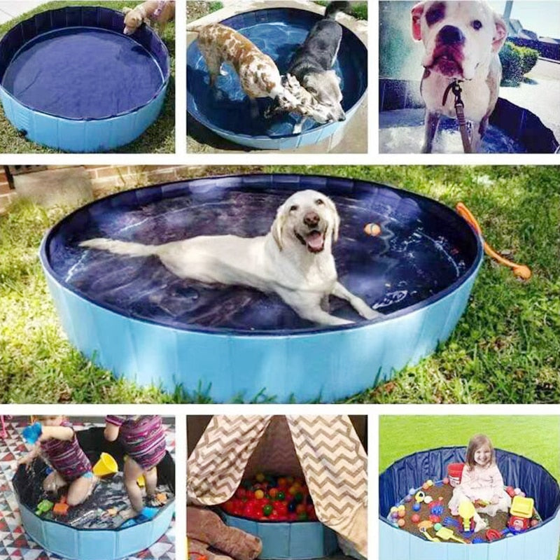 Durable Portable PVC Foldable Pet Swimming Pool with Wooden Bottom