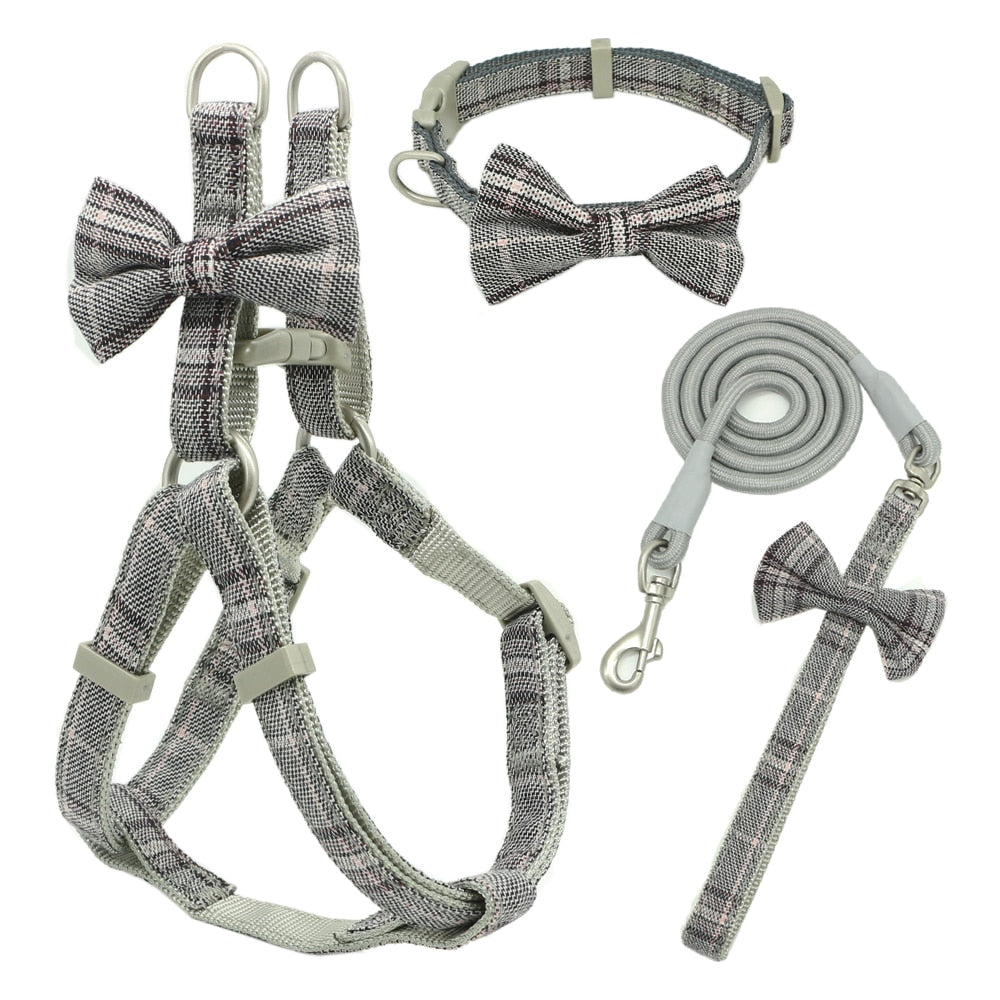 Adjustale Soft Pet Harness and Leash Collar Set