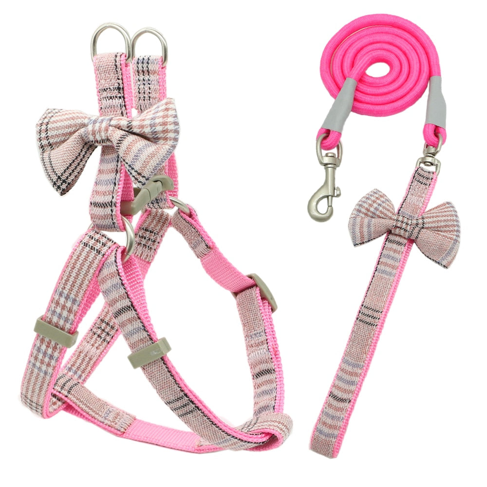 Adjustale Soft Pet Harness and Leash Collar Set