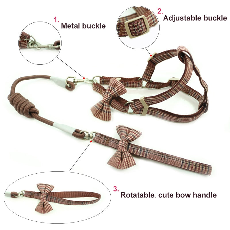 Adjustale Soft Pet Harness and Leash Collar Set