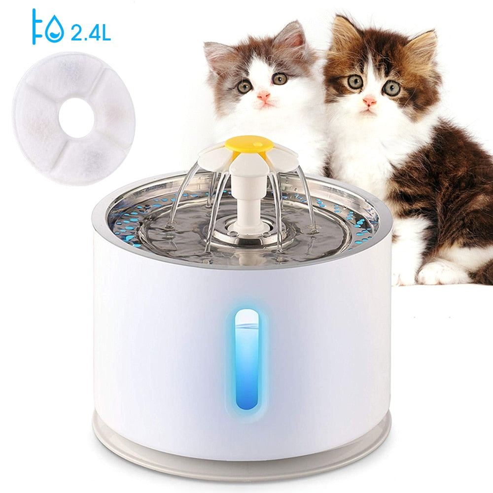 USB, 2.4L Automatic Pet Water Fountain With LED Electric Mute