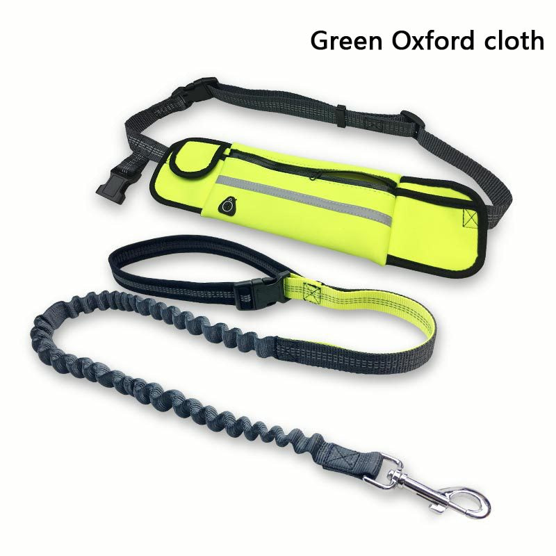 Reflective Hands Free Elastic Belt Pet Leash set with Waste Bag