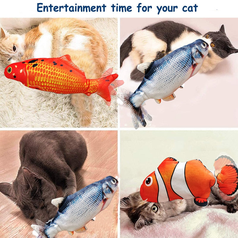 Interactive Fish USB Charging Simulation Cat Toy with Cath Nip