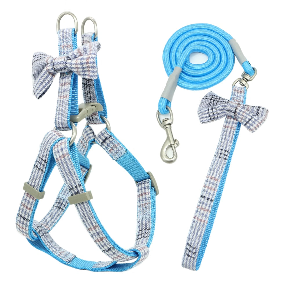 Adjustale Soft Pet Harness and Leash Collar Set