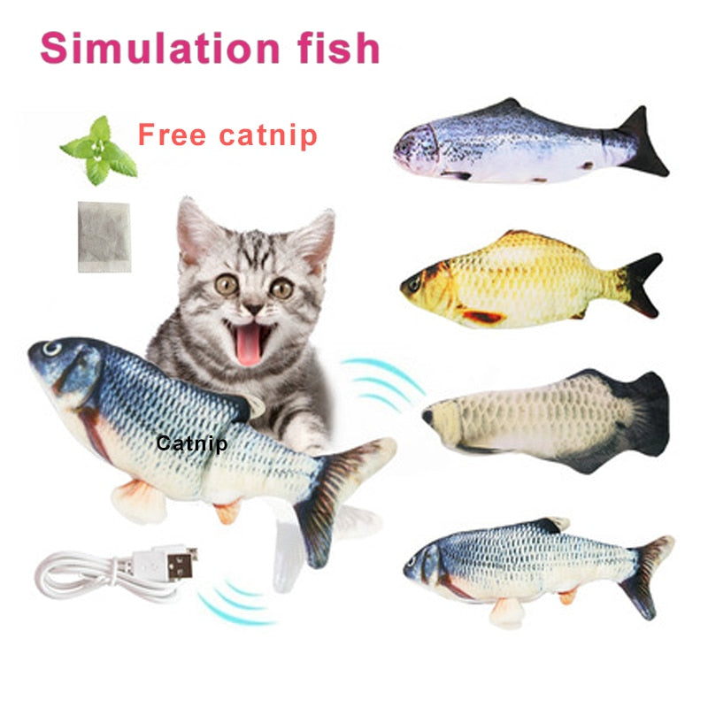 Interactive Fish USB Charging Simulation Cat Toy with Cath Nip