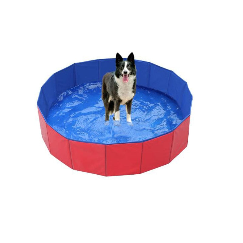 Durable Portable PVC Foldable Pet Swimming Pool with Wooden Bottom