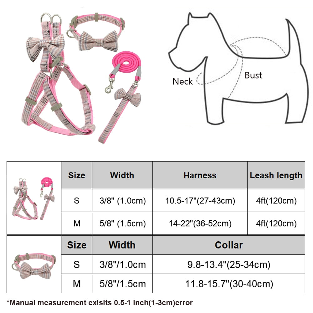 Adjustale Soft Pet Harness and Leash Collar Set