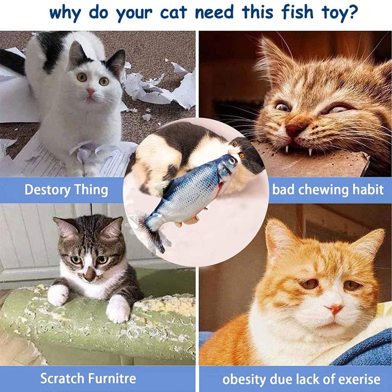 Interactive Fish USB Charging Simulation Cat Toy with Cath Nip