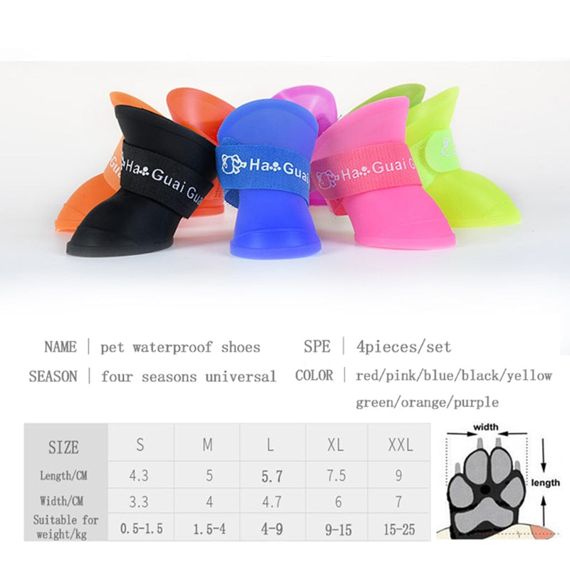 Silicone Dog Rainshoes Waterproof Silicone Anti-skid Boots