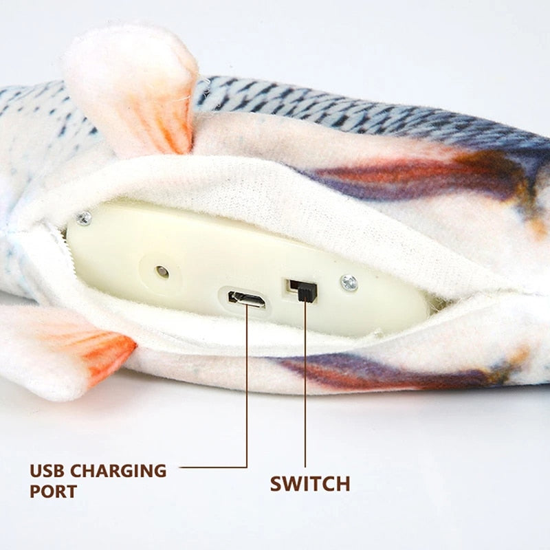 Interactive Fish USB Charging Simulation Cat Toy with Cath Nip