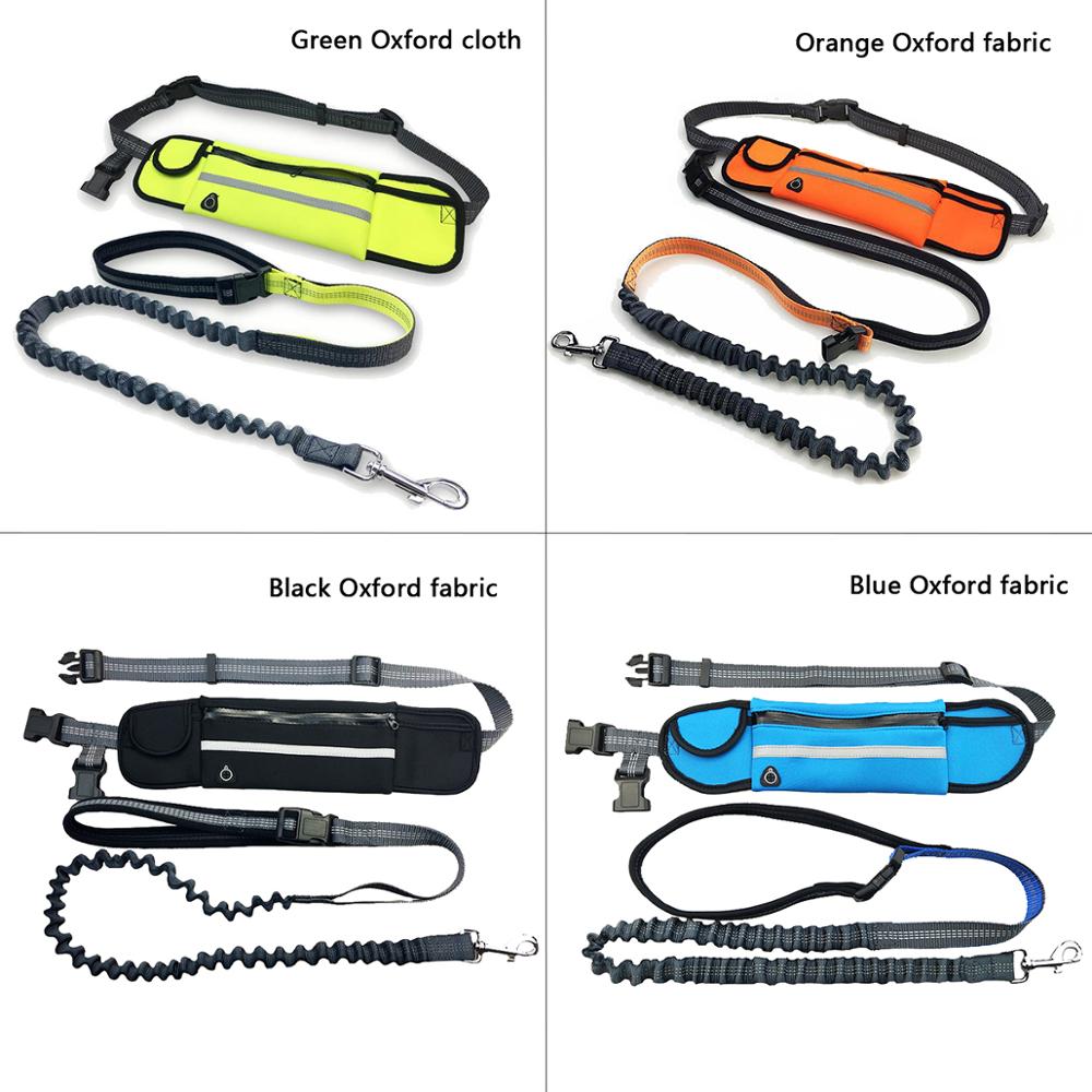 Reflective Hands Free Elastic Belt Pet Leash set with Waste Bag