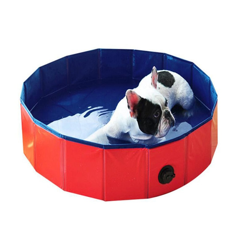 Durable Portable PVC Foldable Pet Swimming Pool with Wooden Bottom