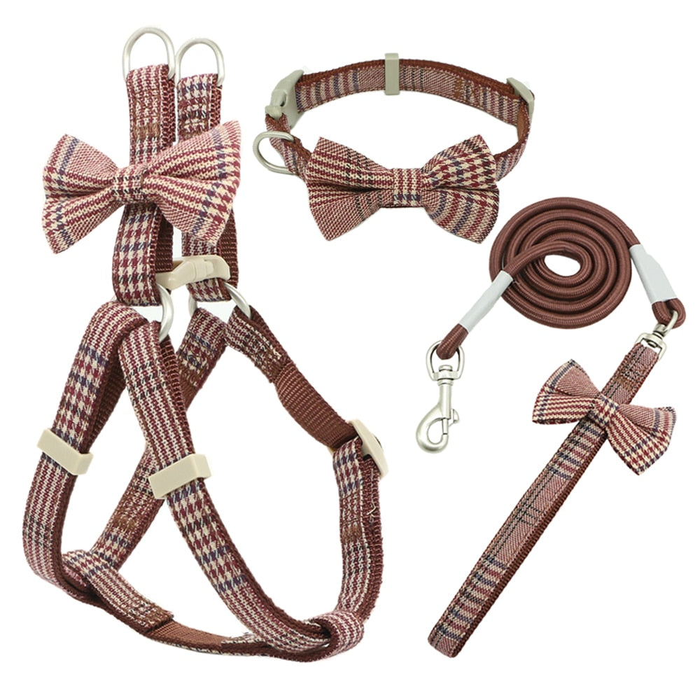 Adjustale Soft Pet Harness and Leash Collar Set