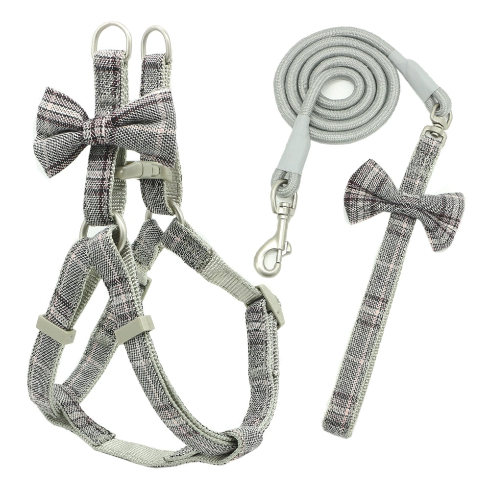 Adjustale Soft Pet Harness and Leash Collar Set