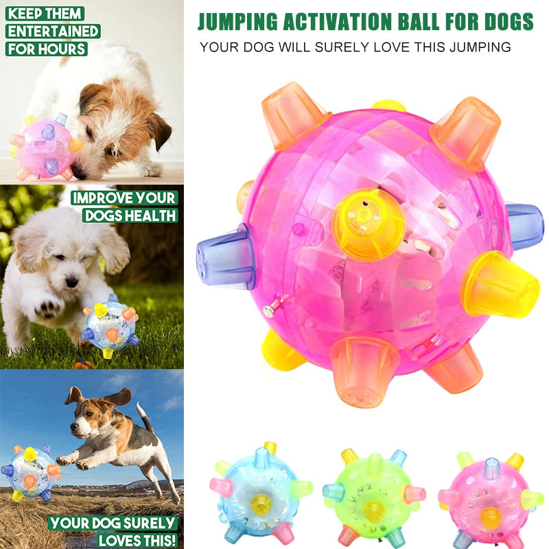 Jumping Activation Ball for Dogs Flashing Ball Light Sounds Jump Automatically