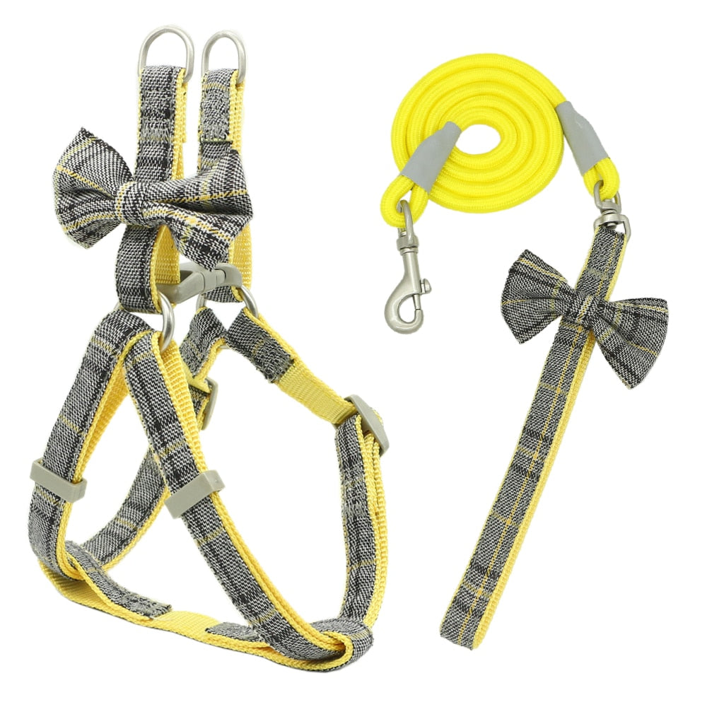 Adjustale Soft Pet Harness and Leash Collar Set