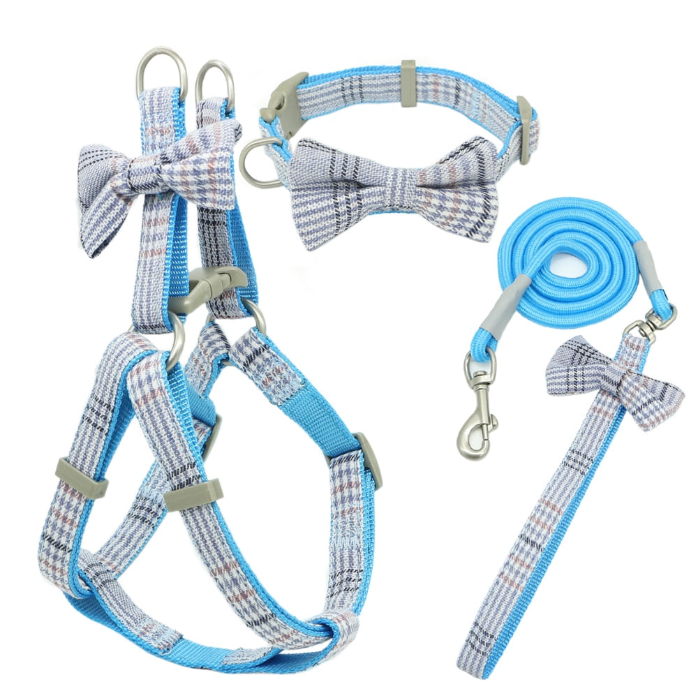 Adjustale Soft Pet Harness and Leash Collar Set