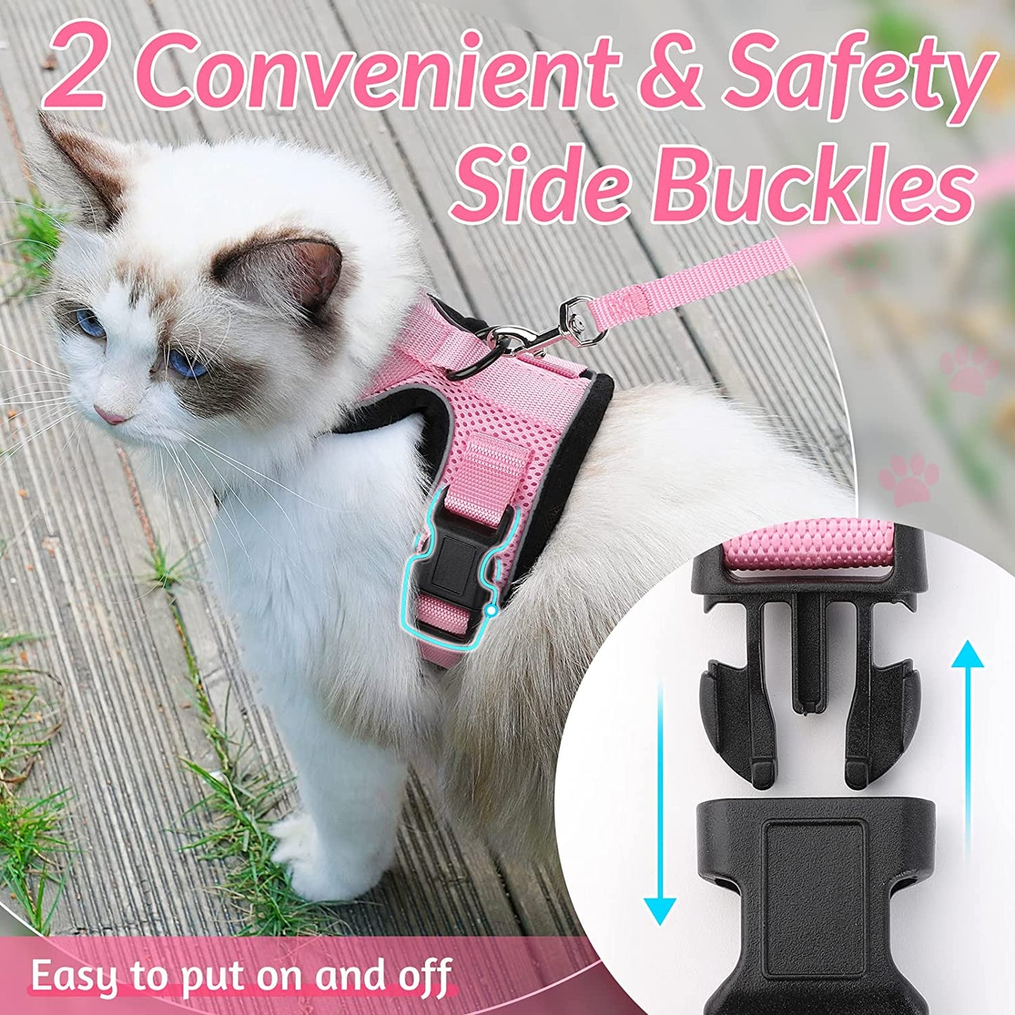 Escape proof Adjustable  Soft Mesh Small Pet Harness and Leash Set