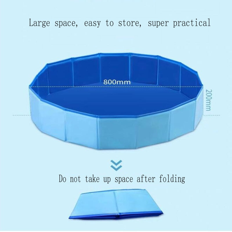 Durable Portable PVC Foldable Pet Swimming Pool with Wooden Bottom