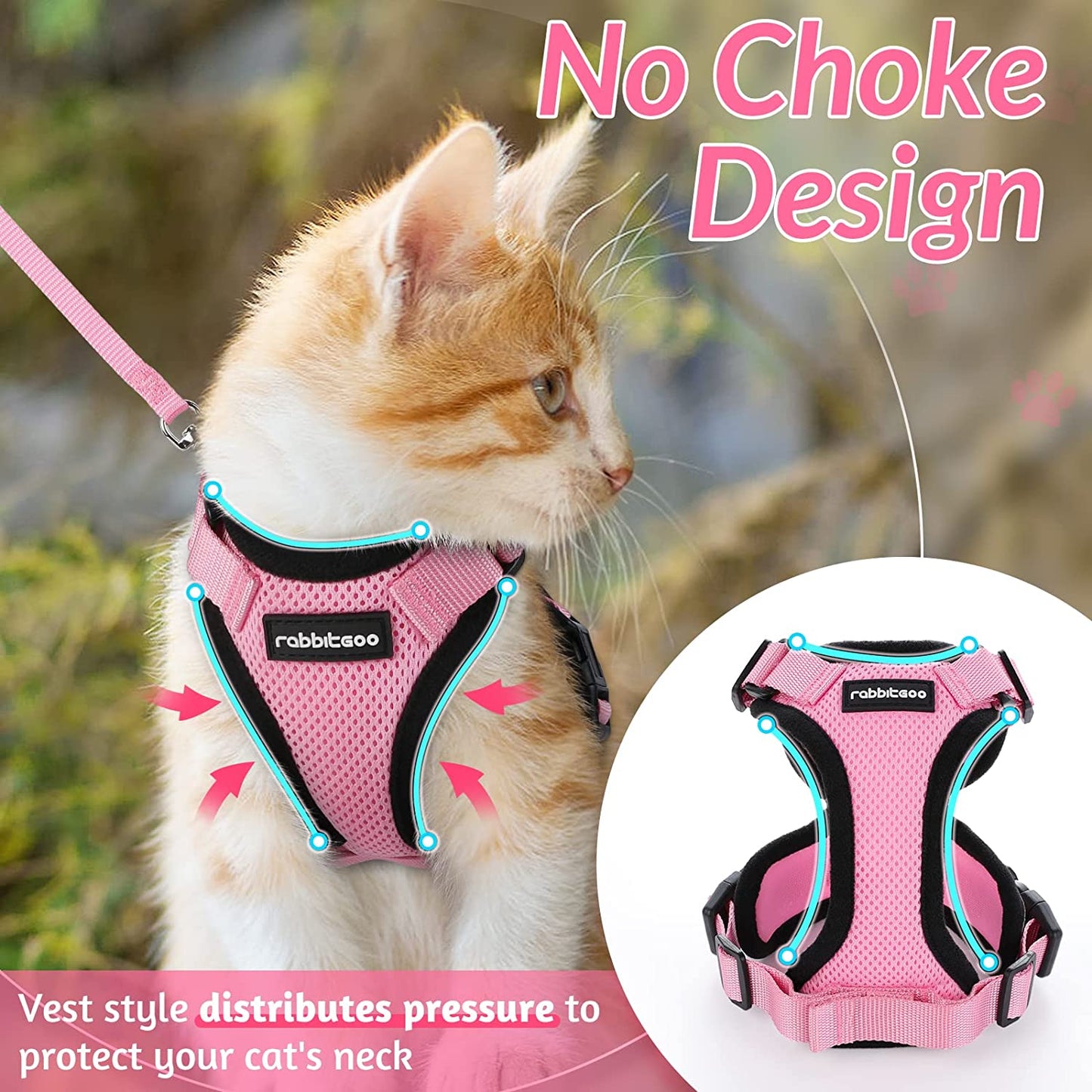 Escape proof Adjustable  Soft Mesh Small Pet Harness and Leash Set