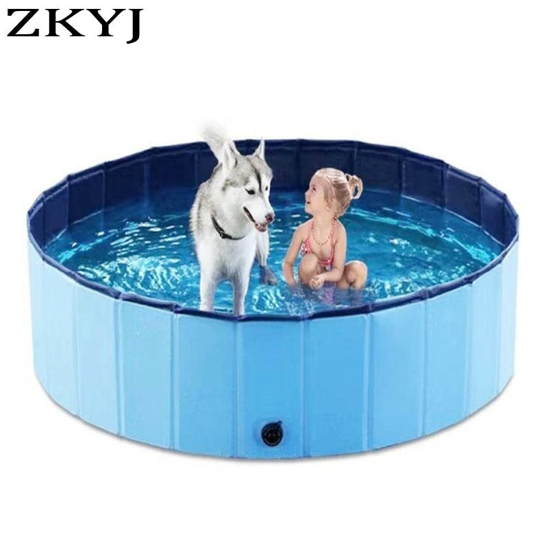 Durable Portable PVC Foldable Pet Swimming Pool with Wooden Bottom