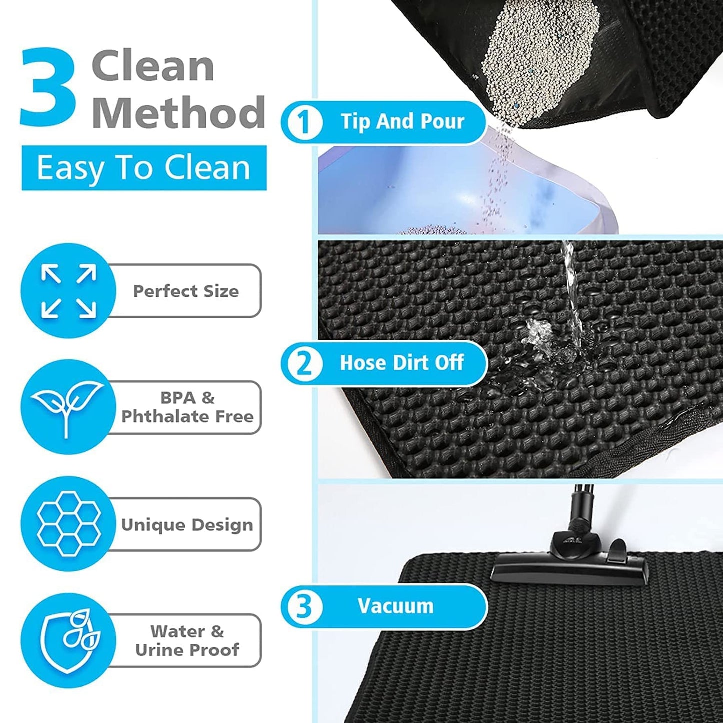 Waterproof Double layer Non-slip Washable Litter/Feeder Cat Mat