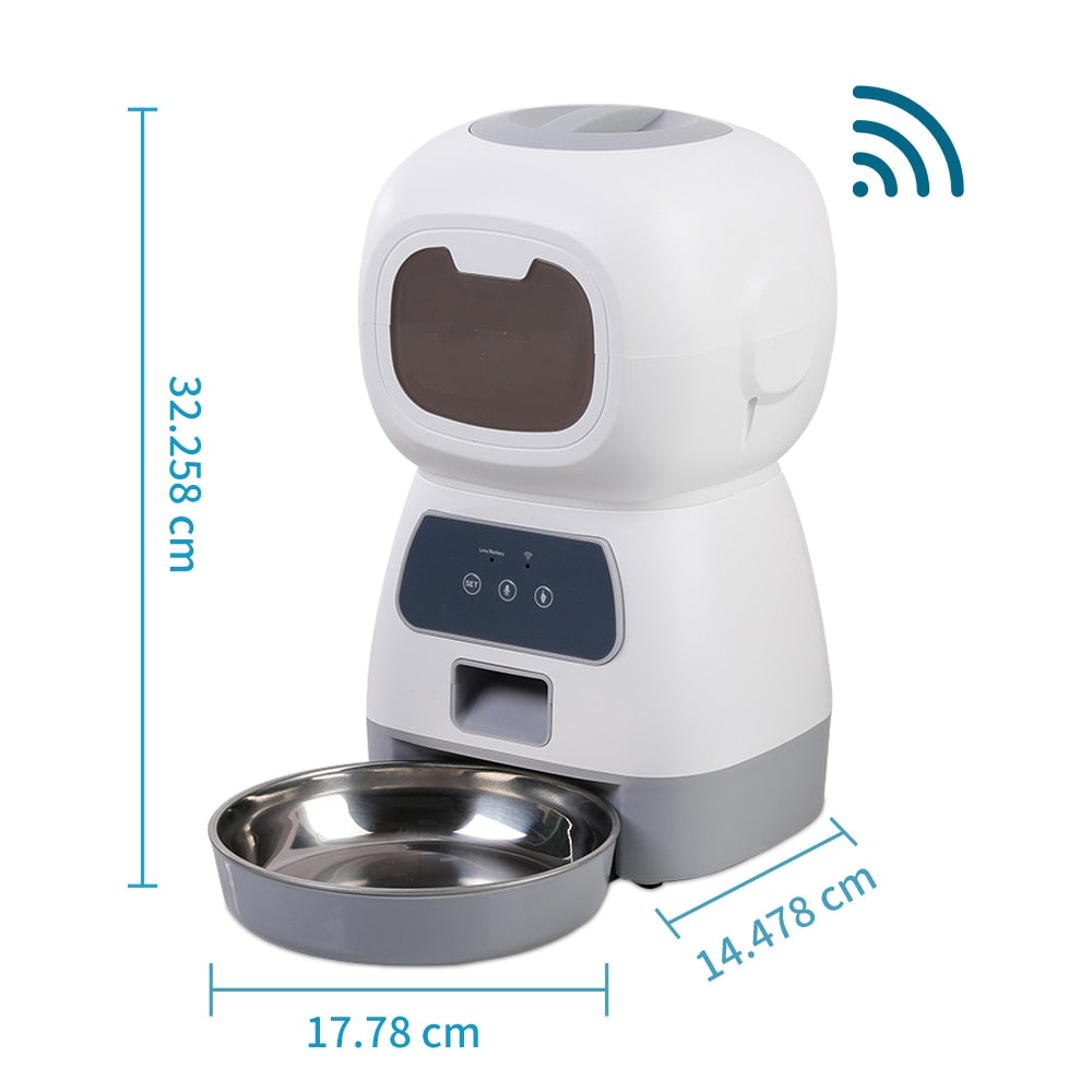 3.5L WIFI Automatic Dog Feeding Dispenser Cat Smart Feeder Stainless Steel Bowl Pet Automatic Food Feeder With Voice Pet Feeder