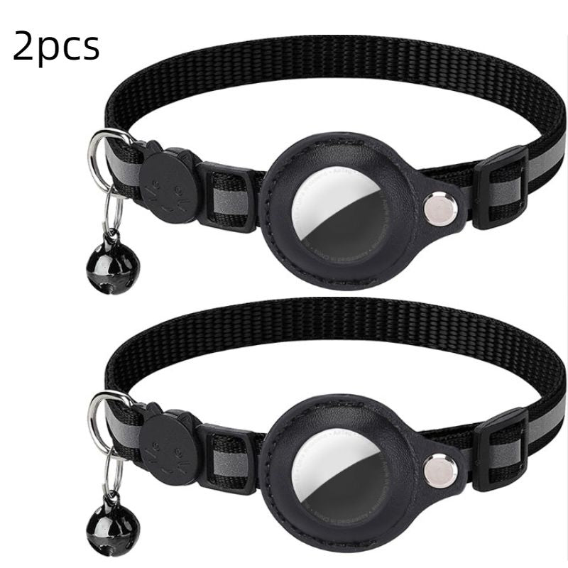 Reflective Anti-lost Pet Tracking Collar with Bell Pendant and Airtag Holder