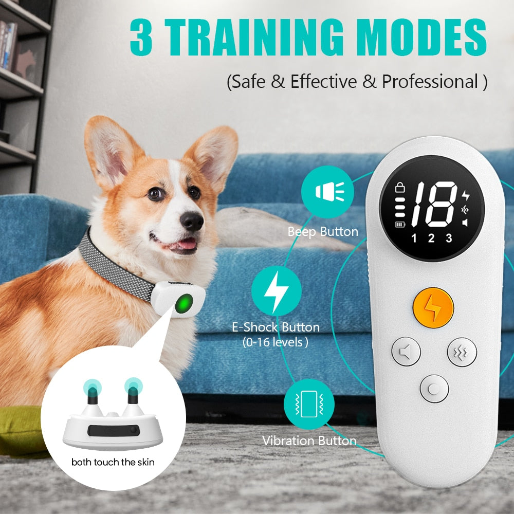 Dog Waterproof Rechargeable Electric Anti Bark Training Collar with Remote