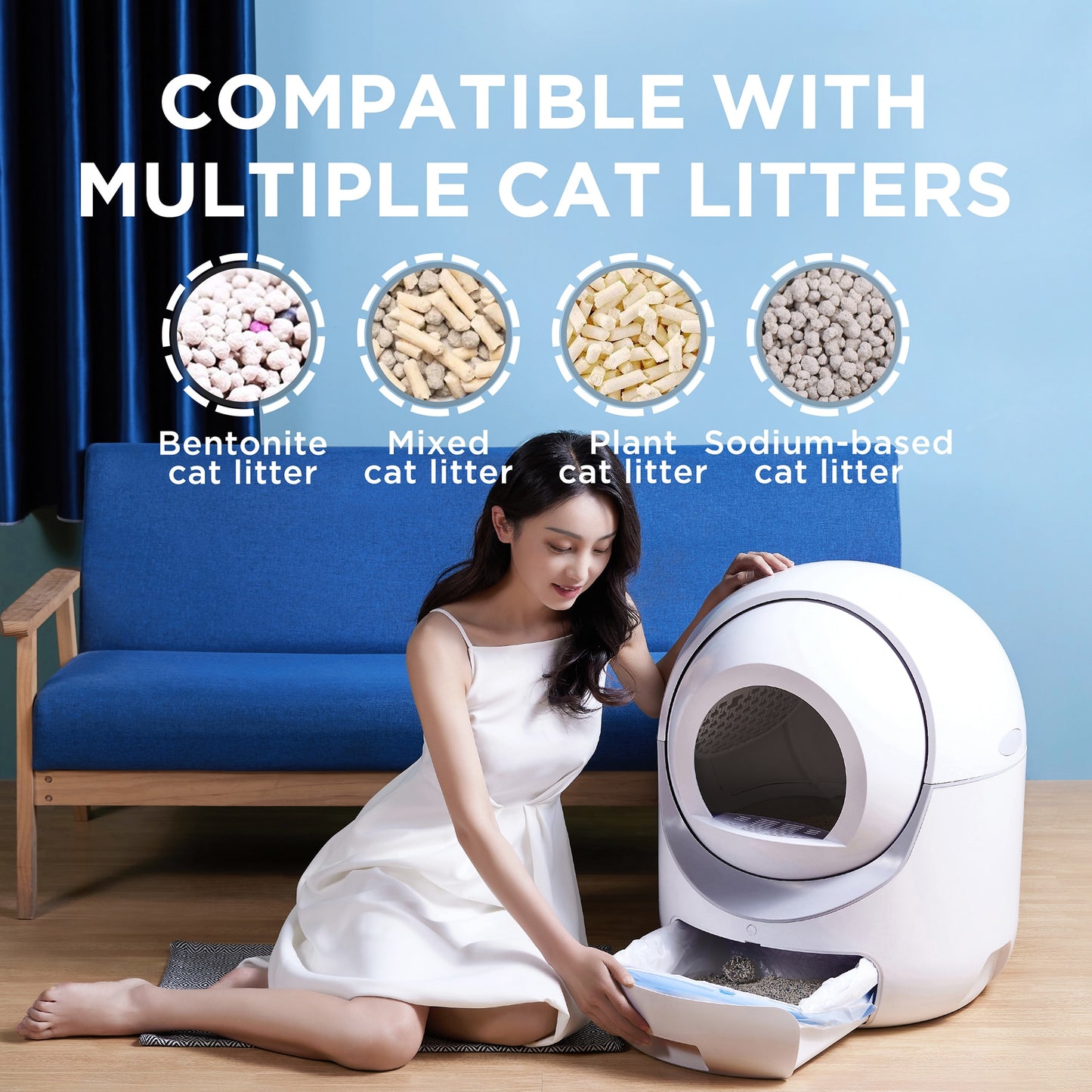 Automatic Smart Self Cleaning Deodorant Fully Enclosed large litter box