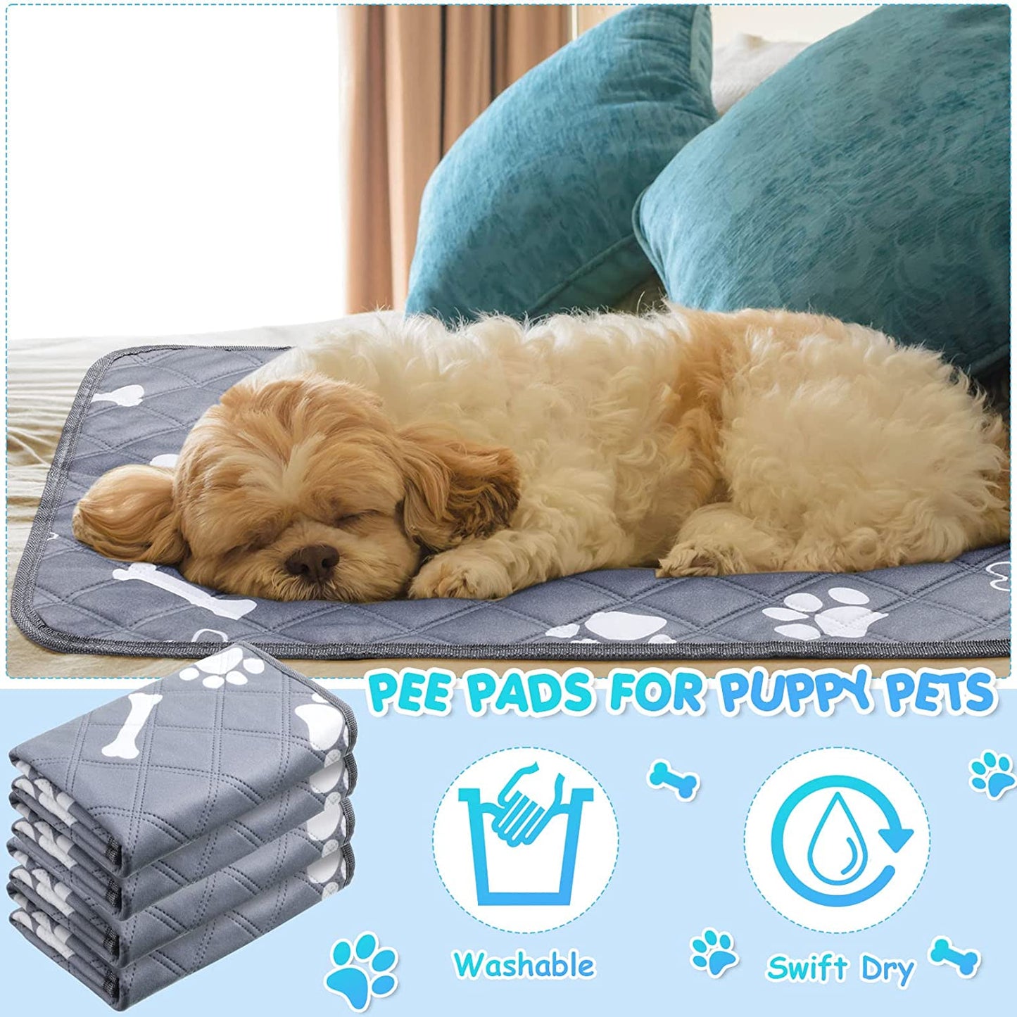 Reusable Pet Training Pee Pad 4 Layer Super Absorbent