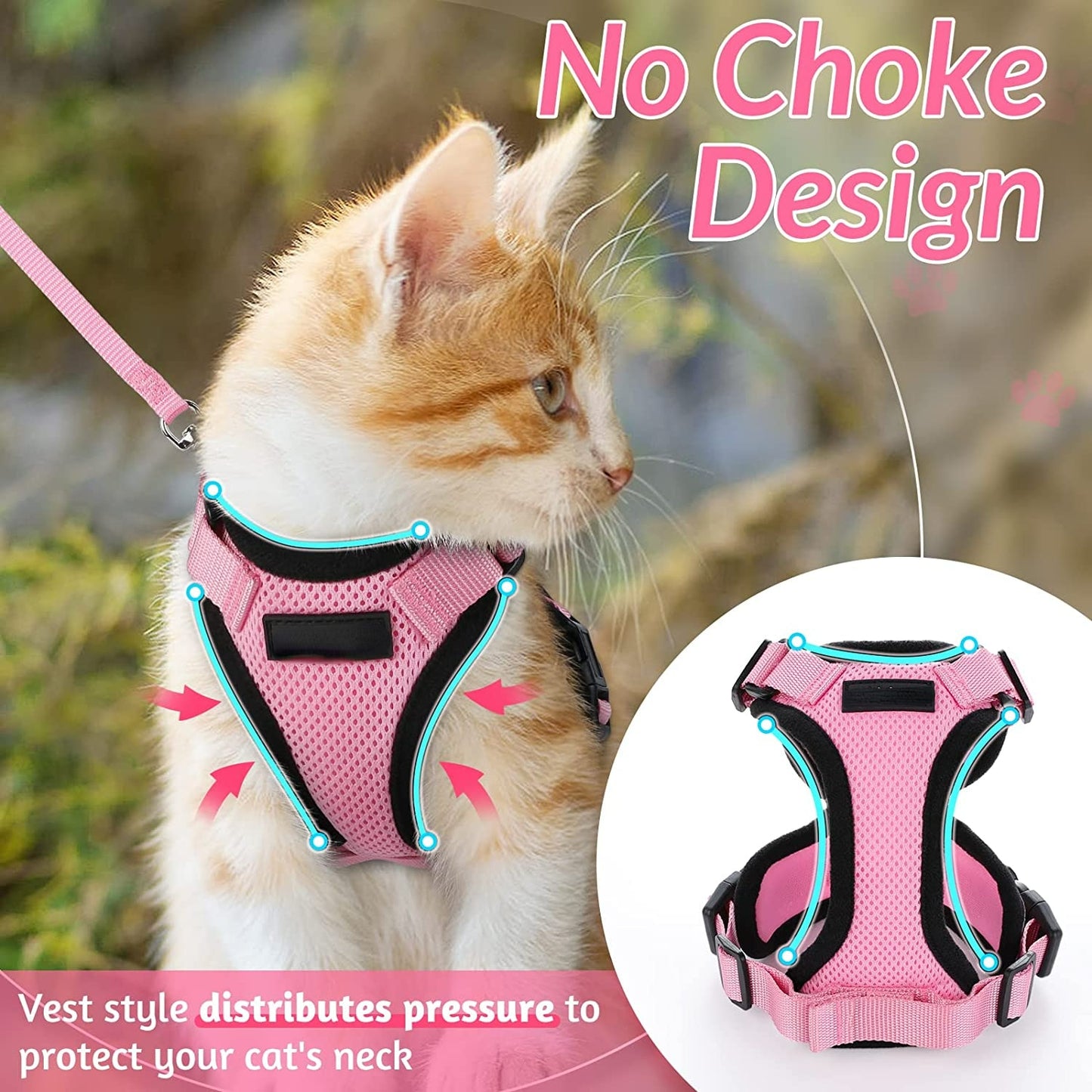 Escape proof Adjustable  Soft Mesh Small Pet Harness and Leash Set