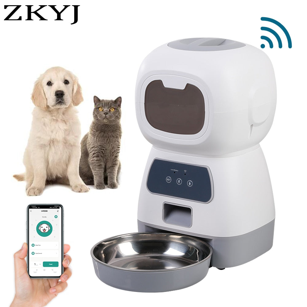 3.5L WIFI Automatic Dog Feeding Dispenser Cat Smart Feeder Stainless Steel Bowl Pet Automatic Food Feeder With Voice Pet Feeder